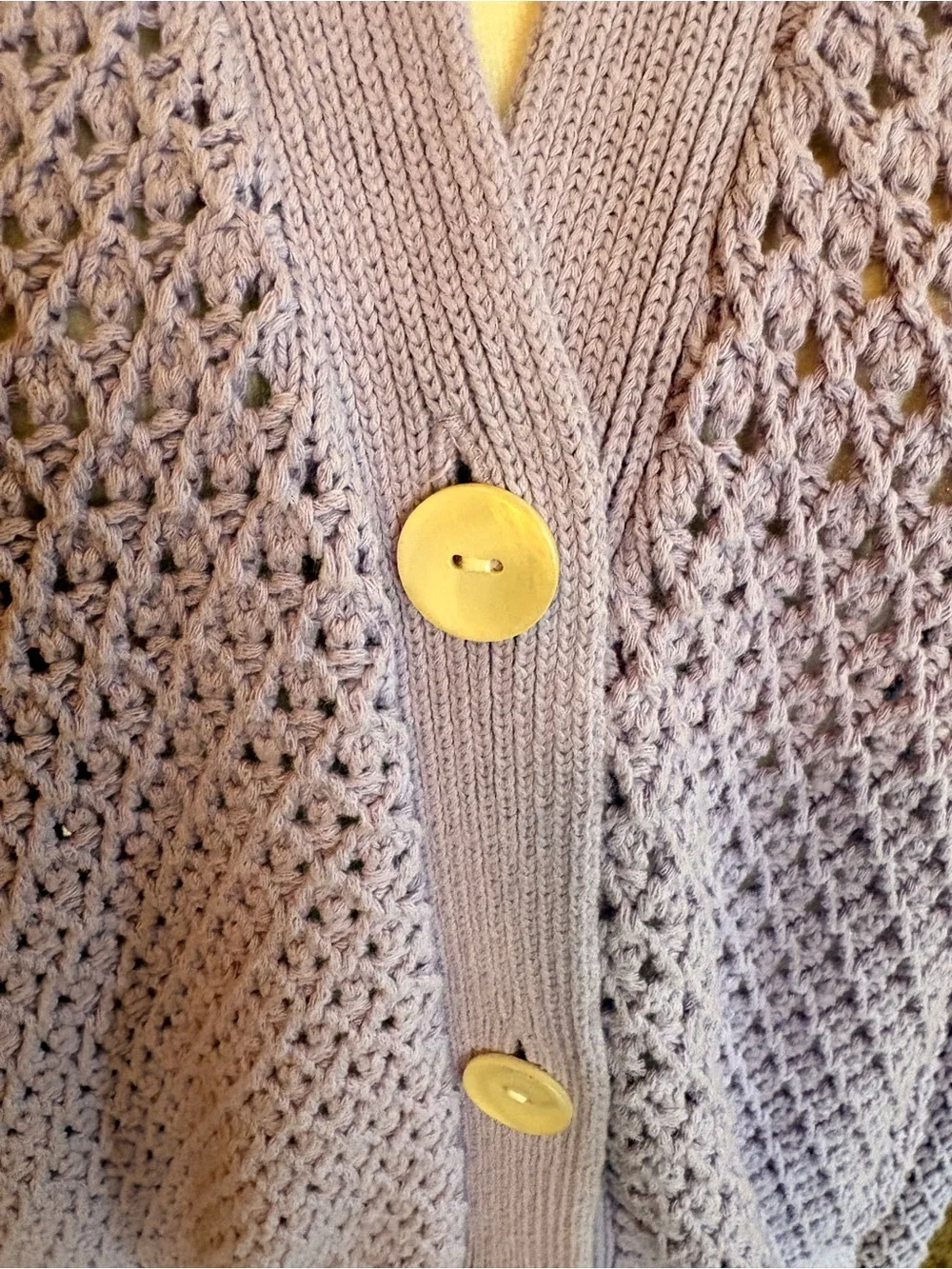 Madewell Lavender Open-Knit Button Cardigan - Picture 3 of 5